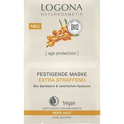 LOGONA Naturkosmetik Masque anti-âge pour peaux matures, raffermissant et raffermissant, à l'acide hyaluronique et à l'argousier biologique, protection contre l'âge, 15 ml