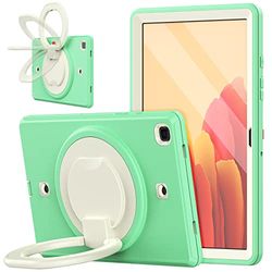 Fodral för Samsung Galaxy Tab A7 10,4 tum 2020, 360° rotation multifunktionshandtagsstativ stötsäkert fodral med axelrem och pennhållare M + grön