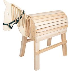 Small Foot Madera, para niños a Partir de 3 años, Caballo con Ayuda para Montar y Cabestro Apto para Uso al Aire Libre Juguetes, Color Beige, S (11664)