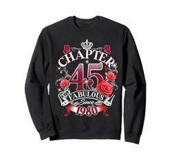 Womens Chapter 45 Fabulous Since 1980 45th Birthday Queen Felpa