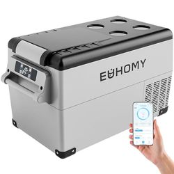 EUHOMY Frigorifero a compressore da 30,6 l, 12 V/24 V DC – Combi frigorifero congelatore (-20 ℃ ~ 20 ℃) con app e display LCD | frigorifero portatile da campeggio per camper, auto, barca, protezione