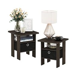 Furinno Andrey Tables de Bout, Brun, Taille Unique, Bois, Marron Foncé/Noir, One Size, Paquet de 2