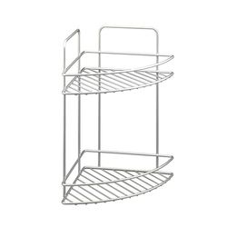 Metaltex 404213 Etagère de Coin pour Douche avec 2 Étages Argent 28 x 28 x 18 cm