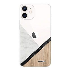 Etui ochronne do iPhone 12 Mini, marmur i drewno, grafika