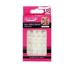 Glam’Up Paris - Faux Ongles pour Enfant - Pleine Couverture - Facile à Utiliser – Autocollants - Auto-adhésifs - 24 Faux Ongles par Boîte - Forme Carrée Arrondie - N°149 - French Manucure