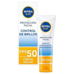 NIVEA SUN Proteção solar alta UV, controlo de brilho, FP50 (50 ml), creme facial, matificante com 0% de sensação pegajosa
