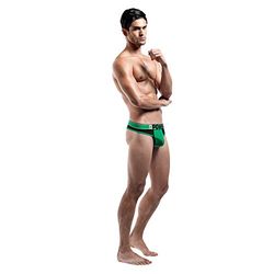 Male Power Goal Keeper Thong, Large, Black/Green