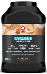MaxiNutrition - Cyclone, Banoffee - Premium Whey Protein Powder with Added Creatine – Low in Sugar and Fat, Vegetarian-Friendly - 31g Protein, 204 kcal per Serving, 1.26kg