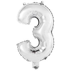 Folieballon 40 cm: Chiffre 3 - Argent