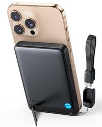 INIU 10000mAh Magnetiskt Powerbank, Qi2-certifierad 15W Trådlös Snabbladdning, 45W USB-C in&ut Bärbar Laddare, Externt Batteri med Vikbart Stativ för iPhone 16 15 14 13 12, AirPods 3 Pro 2