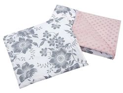 Medi Partners Couverture bébé avec Oreiller 100% Coton Minky Couverture Enfant 55x75 + 35x30cm Multifonctionnel pour Poussette siège bébé Berceau (Berry avec Rosa Minky)