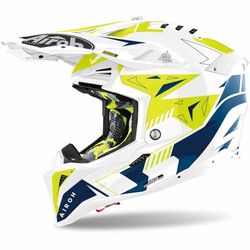 Airoh Motorcycle Helmet Aviator 3 Spin Yellow/Blue Gloss M
