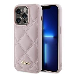 Guess GUHCP15XPSQSQSP hoes voor iPhone 15 Pro Max 6,7" roze hardcase quilted metal logo