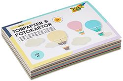 folia Trend Craft Coloured DIN A6, Paper and 30 Sheets of Photo Card Assorted in 15 Pastel, Handy Pad with Head Glue