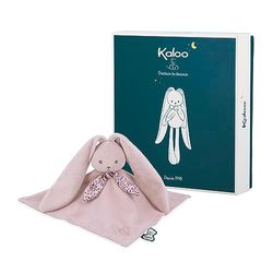 Kaloo - Lapinoo - Doudou Lapin Rose - Peluche Bébé - Carré 30 x 30 cm - Bi-Matières Viscose et Velours Côtelé Très Doux - Boîte Cadeau - Dès la Naissance, K218002