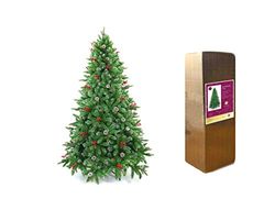 SHATCHI 150 cm Estocolmo Pino Artificial Diseñador Bayas de árbol de Navidad y Conos esmerilados Mixtos PE PVC Puntas con bisagras Ramas Bushy Xmas Holiday Home Decoraciones