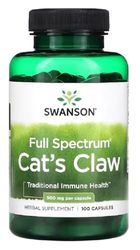 Swanson - Cat‘s Claw, 500mg - Griffe du Chat Immunité | Antioxydants puissants, soutien articulaire, santé digestive - 100 capsules