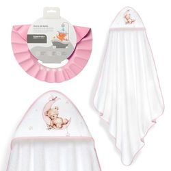 Interbaby - Mantello da bagno per bambini + cappello regolabile | Asciugamano con cappuccio 100% cotone, unisex, morbido, asciugatura rapida, ideale per neonati, neonati e bambini piccoli, design orso