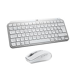 Logitech MX Keys Mini (Teclado) + MX Anywhere 3S (ratón inalámbrico) - Escritura fluida, Teclas retroiluminadas, Desplazamiento rápido, USB-C, Bluetooth, Compacto, QWERTY Español - Pale Grey