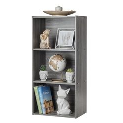 Iris Ohyama, Kledingkast met 3 planken / Houten bak met planken / Boekenkast / Bijzetkast, Modulair, Design, kantoor, woonkamer, slaapkamer - Basic Storage Shelf - CX-3 - Grijs Eiken