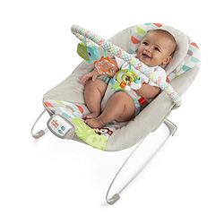 Bright Starts Vibrerende babywip, Happy Safari met melodieën, volumeregeling, afneembare hoofdsteun en speelboog en 3 speelgoed.