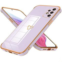 Hoesje voor Samsung Galaxy A13 4G, lief hartpatroon, dames geplateerd, telefoonhoes, zachte TPU-siliconen hoes, slanke telefoonhoes, schokbestendig, antislip telefoonhoes (paars)