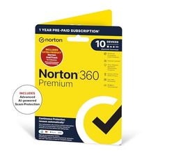 Norton 360 Premium & Antitrack 2025, Antivirus Software for 10 Devices, 75GB, 12 Month Subscription ‎with ‎Automatic Renewal