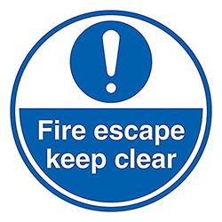 V Safety Fire Escape - Keep Clear - 300x300mm - Self Adhesive Floor Sticker