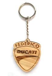 Portachiavi o calamita personalizzato in legno Faltec compatibile con DUCATI - personalizza con il tuo nome o con la targa della moto - logo moto