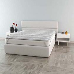 Elegant Topper Imbottito e Trapuntato sottoposto al Trattamento Silver, Bianco, Matrimoniale, 160x195cm