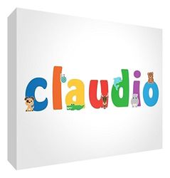 Little Helper LHV-CLAUDIO-A6BLK-15IT Decoratief paneel voor pasgeborenen/doop, cadeau-idee, personaliseerbaar ontwerp met naam van jongens Claudio, meerkleurig, 10,5 x 14,8 x 2 cm