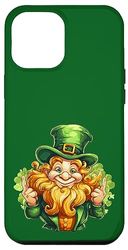 Carcasa para iPhone 14 Pro Max Día De San Patricio Duende Con Sombrero De Copa Y Trébol De