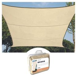 Skuggsegel, vattenavvisande, 4 x 3 m, 160 g/m², polyester, rektangulär, krämfärgad
