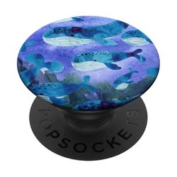 Acuarela Atmósfera Subacuática Animales Marinos Ballenas Azul PopSockets PopGrip Adhesivo