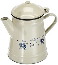 Ibili Koffiepot Sena conisch 1 l geëmailleerd staal, wit/blauw, 10 x 10 x 20 cm