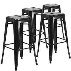 Flash Furniture 4 PK. 76,2 cm alto Backless Black metal indoor-outdoor sgabello con seduta quadrato