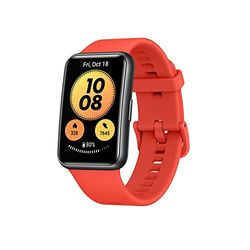 HUAWEI Watch FIT New,Nouvelle Montre connectée,Écran Tactile AMOLED,Autonomie de 10 Jours,97 Modes d'entraînement,Suivi du Rythme Cardiaque et du Sommeil,Étanche,Fonctionne avec iOS/Android,Rouge