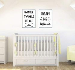 Stukk Twinkle Twinkle Twinkle Lot de 2 affiches murales avec citations pour chambre d'enfant Format A5 148 x 210 mm