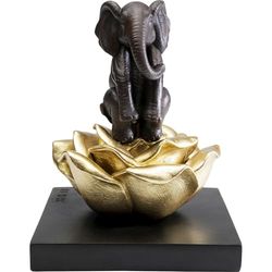 Kare Gillie and Marc Figurine décorative Motif éléphant Blossom Noir/doré Peint à la Main Pièce Unique Décoration de Salon pour étagères, Design Animal, 22 x 18 x 18 cm (H x l x P)