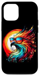 Custodia per iPhone 15 Pro Cool Tie Dye Phoenix Occhiali Da Sole Uccello Illustrazione Art