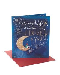 UK Greetings Christmas Card for Wife - Moon Design