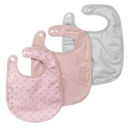 Roba organic 3-delige slabbetjesset 'Lil Planet' roze/mauve, jersey, mosselin, biologisch katoen, GOTS, 23x30cm