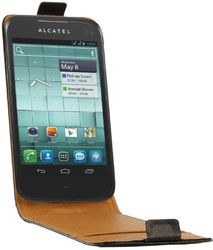 Swiss Charger SCP10095 lederen beschermhoes voor Alcatel OT-997, zwart
