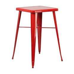 Flash Furniture Table de Bar carrée intérieur/extérieur, Métal, Rouge, 93,98 x 65,41 x 15,24 cm