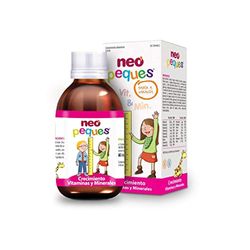 Neo Peques Crecimiento - Sciroppo Infantile per una Crescita Forte e Sana - 150 ml - Vitamine e Minerali Essenziali per la Crescita - Ingredienti Naturali al 100% - Gusto Arancia