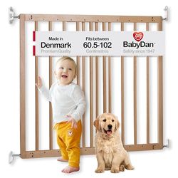 BabyDan Porta de segurança extensível de madeira de faia Multidan, 60,5 - 102 cm, ajuste de parafuso