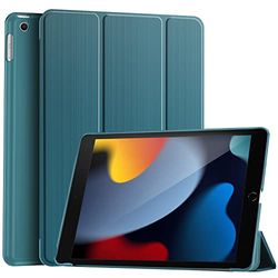 ProCase Hoes voor 10,2-Inch iPad 9e 2021 / iPad 8e 2020 / iPad 7e 2019, Slim Tri-fold Hoesje Beschermhoes Smart Folio Cover Case -Teal