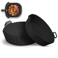 Keplin Silicone Air Fryer Liner, 3 Pk Reusable Round Liners for Tower & Foodi Air Fryer, BPA-Free Non-Stick Silicone Air Fryer Accessories, Dishwasher Safe-Heat Resistant to 230°C Airfryer Trays