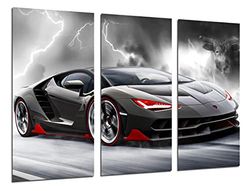 Quadro Moderno Fotografico Auto Sportiva, Supercar Nero Centenario, 97 x 62 cm, Rif. 27222