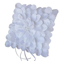 Mopec Cojín para alianzas en Color Blanco con pétalos y Centro de perlitas, Pack de 1 Unidad, Textil, 8.50x20.00x20.00 cm